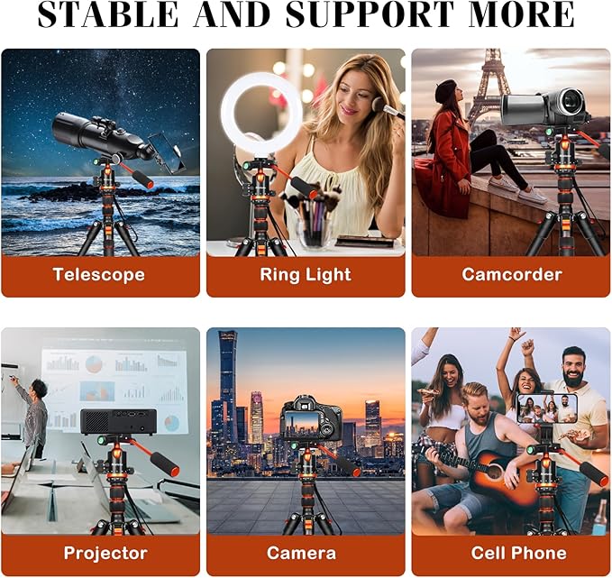 68" Tripod for Camera & Shooting Tripods, 2 in1 Camera Tripods & Monopods with Handle, Aluminum Rifle Tripod & Hunting Stick, Heavy Duty Tripod for DSLR,Canon,Nikon,Sony and Gun,Extra Carry Bag