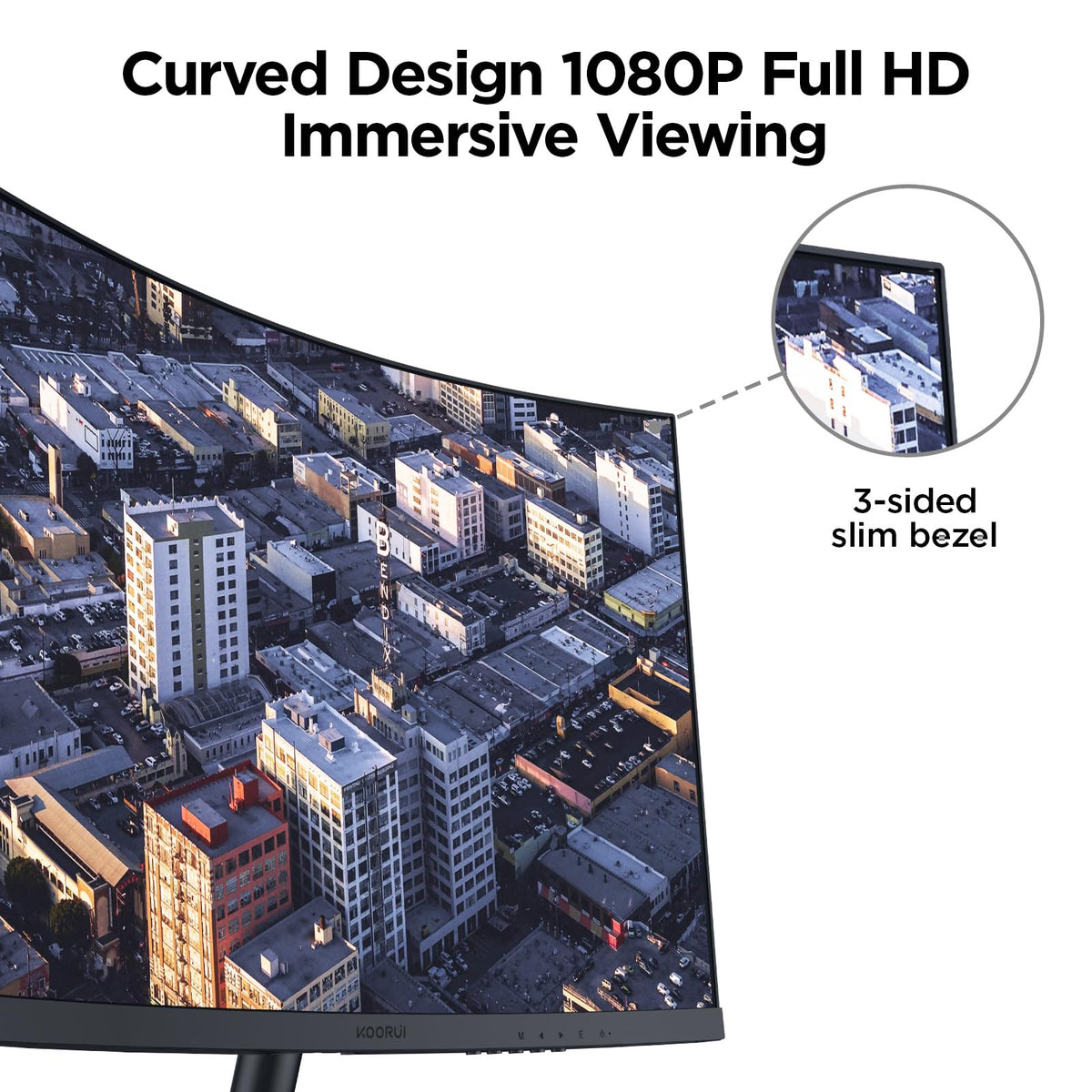 KOORUI 24 inch Curved Computer Monitor, FHD 100Hz VA 1500R PC Screen