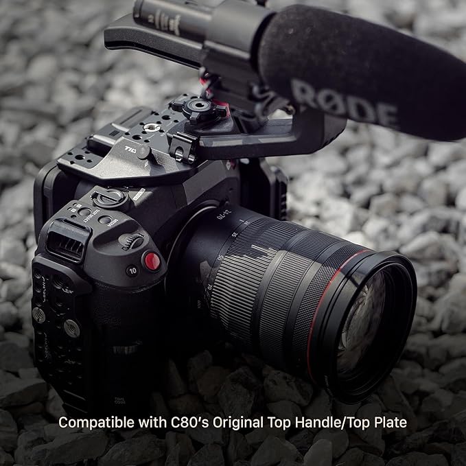 Tilta Camera Cage Compatible with Canon C80 Base Kit | Includes Top Plate, Side Arms, Bottom Plate, NATO Rail, HDMI Clamp & Cold Shoe Receiver | Custom Fit for C80 Body
