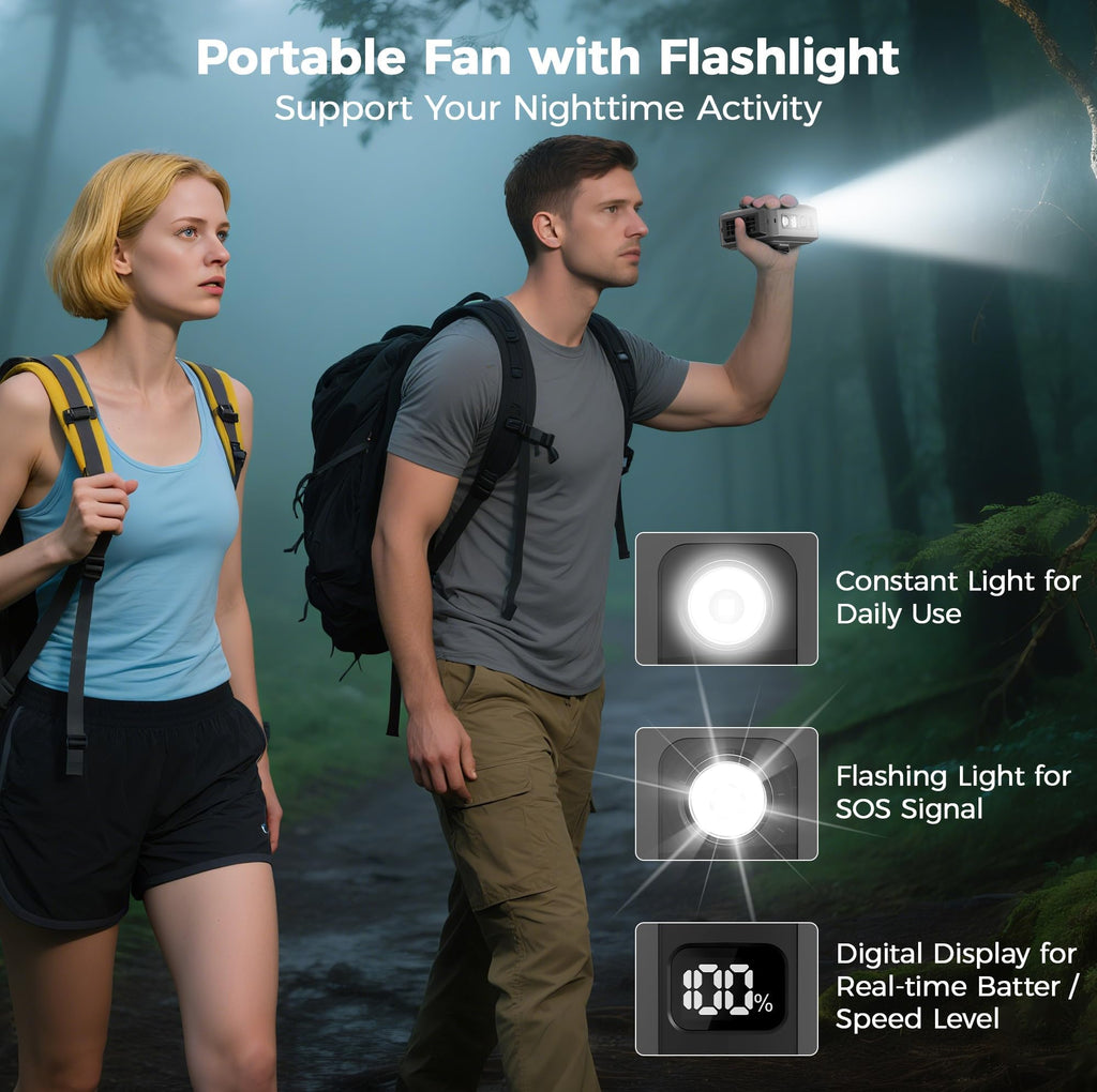 Portable Mini Waist Fan - Rechargeable Clip on Belt Wearable Body Fan, Max 25H Cooling, 3 Speeds 16000RPM Turbo Hands-Free Under-Shirt Neck Fan for Outdoor Jobsite Camping Traveling