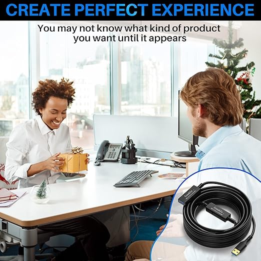 USB 3.0 Active Extension Cable 40 Feet, Long USB Type-A Male to Female Extender Cord, Built-in 2 Signal Booster Smart Chips, 5Gbps Transfer, for Printer, Xbox, Webcam, VR, Hard Drive, USB Hub and More