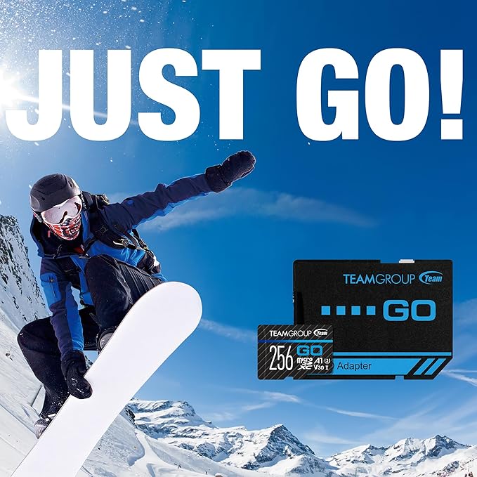 TEAMGROUP GO Card 1TB Micro SDXC UHS-I U3 V30 4K, R/W up to 100/90 MB/s for GoPro &Action Cameras High Speed Flash Memory Card w/Adapter for Outdoor, Sports, 4K Shooting, GoPro &Insta360 TGUSDX1TU303