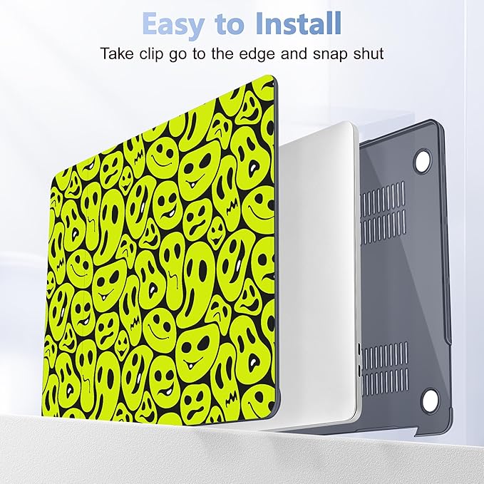 Case for MacBook Pro 13 inch with/Without Touch Bar (2016-2022, M2 A2338 M1 A2289 A2251 A2159 A1989 A1706 A1708), Hard Shell + Keyboard Cover + Dust Plug, Distorted Emoticon