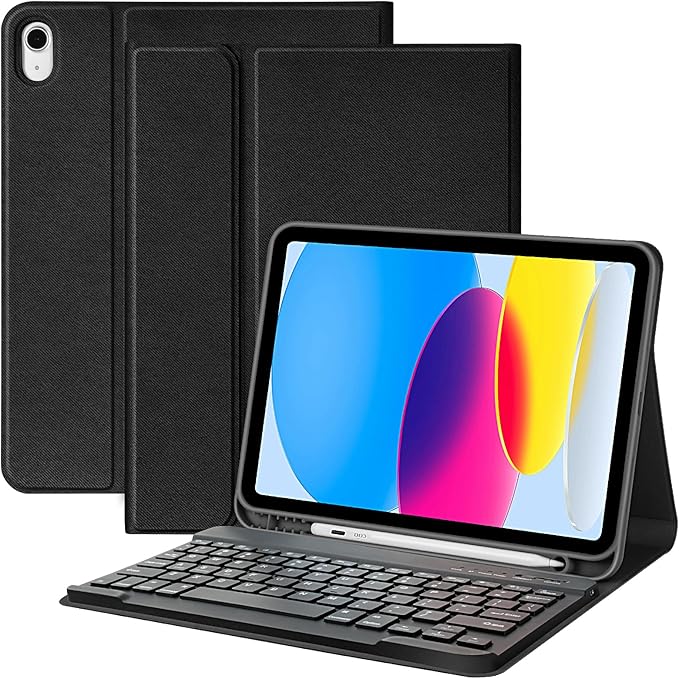 Keyboard Case Compatible for iPad 11th Generation (A16, 2025) and 10th 10.9 inch (2022), Wireless Detachable Keyboard with Premium Protective Cover with Pencil Holder for Apple iPad 2022 10.9 Inch