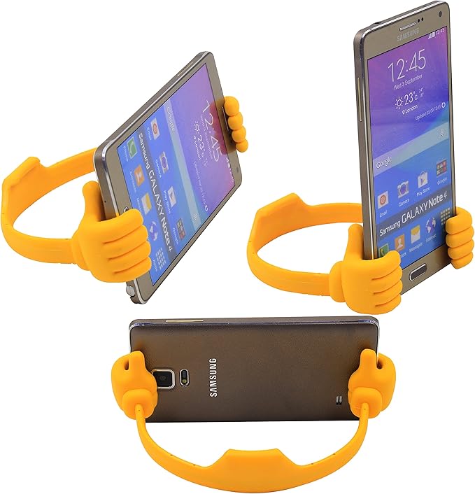 Honsky Thumbs-up Cell Phone Stand Holder, Tablet Stand Cradle for Desk Desktop Smartphone Cellphone Mobile Phone Tablets – Universal Adjustable Flexible,Yellow
