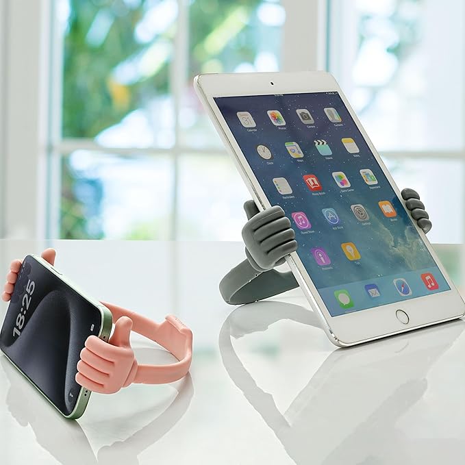 Honsky Thumbs-up Cell Phone Stand Holder, Tablet Stand Cradle for Desk Desktop Smartphone Cellphone Mobile Phone Tablets - Universal Adjustable Flexible - Grey