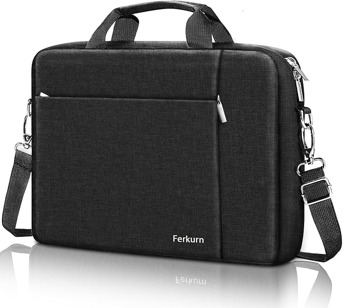 Ferkurn Laptop Bag Case for Women Men Computer Bag Compatible with HP Envy Pavilion Omen/LG Gram/MSI/Dell Inspiron XPS/Lenovo/Acer, Shoulder Strap Carrying Messenger Briefcase, Black, 14 Inch
