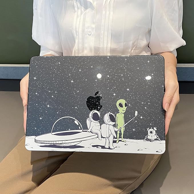 MEEgoodo for MacBook Air 13 inch Case 2021 2020 2019 2018 Released A2337 M1 A2179 A1932 with Touch ID, Plastic Hard Shell & Keyboard Cover Compatible with MacBook Air Case 13.3, Astronauts & Alien