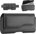 Holster Case for iPhone 15/15, 14/14, 13/13, 12/12, XR, Samsung Galaxy S24/S23/S22/S21, Phone Pouch Holder with Belt Clip and Flip Cover (Fits Otterbox Commuter Case) - Black