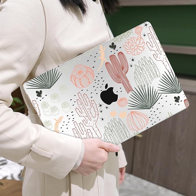 MEEgoodo for MacBook Air 13 inch Case 2021 2020 2019 2018 Released A2337 M1 A2179 A1932 with Touch ID, Plastic Hard Shell & Keyboard Cover Compatible with MacBook Air Case 13.3, Cacti