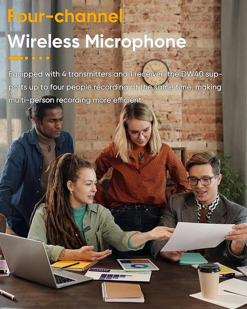 7RYMS iRay DW40 4-Channel Wireless Lavalier Microphone for iPhone, Android