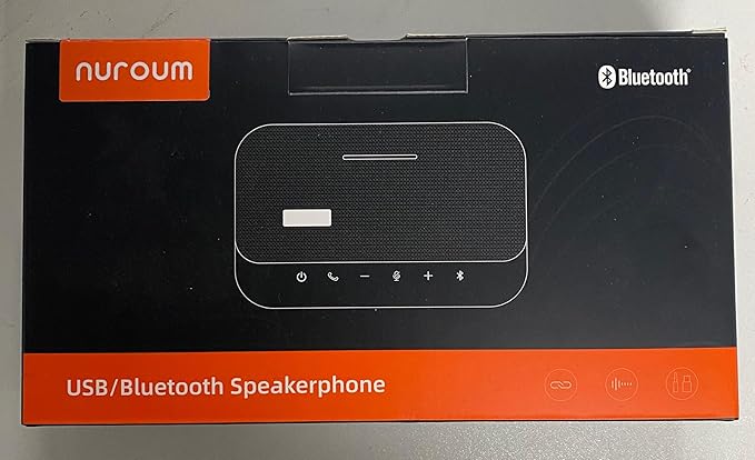 NUROUM A15 Conference Speaker and Microphone, Portable Bluetooth Wireless Speakerphone, 360° Noise Cancelling Voice Pickup, Daisy Chian for Calls/Computer/PC/Laptop via Bluetooth/Dongle/USB-A/C Grey