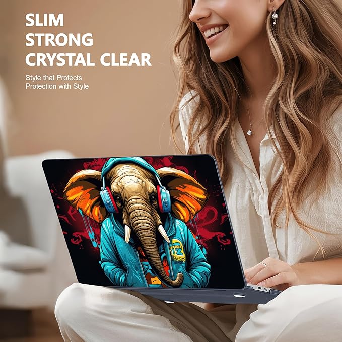 for MacBook Pro 16 inch Case 2019 2020 Release Model A2141, Plastic Hard Shell Cover with Keyboard Cover & Screen Protector for MacBook Pro 16 inch with Touch Bar & Touch ID, Elephant Hoodie