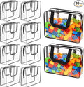 10 Packs Large Toy Storage Bags with Labels, Waterproof Clear PVC Storage Bags for Toys, Travel Organizer Bags with Zipper Closure for Puzzles, Building Blocks, Kids' Books