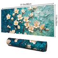Galdas Gaming Mouse Pad XXL XL Large Long Extended Big Mousepad Non-Slip Rubber Keyboard Desk Pad with Stitched Edges for Laptop Home Office (31.5x11.8x0.08 Inch) … (Painting Flowers)