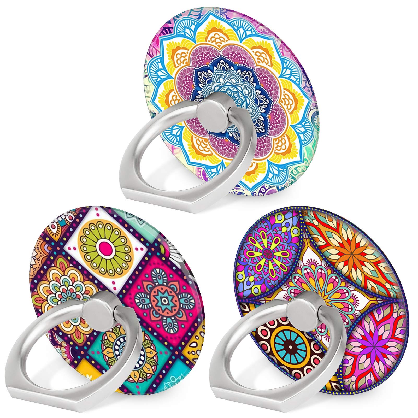 Bonoma Cell Phone Ring Holder Stand,3- Pack Colorful Mandala