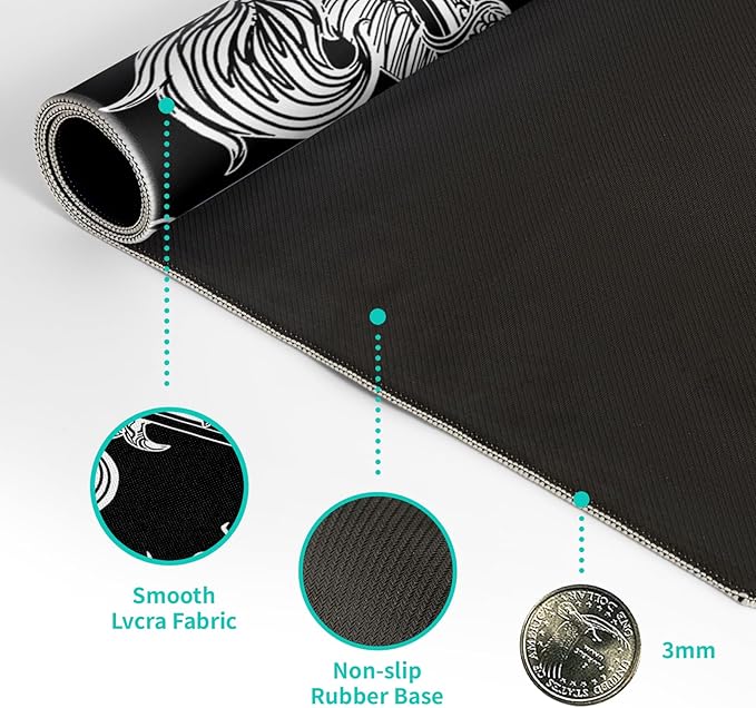 Dragon Gaming Mouse Pad - Black, Large (31.5x11.8 Inch), Non-Slip Base, Stitched Edge for Gaming & Office