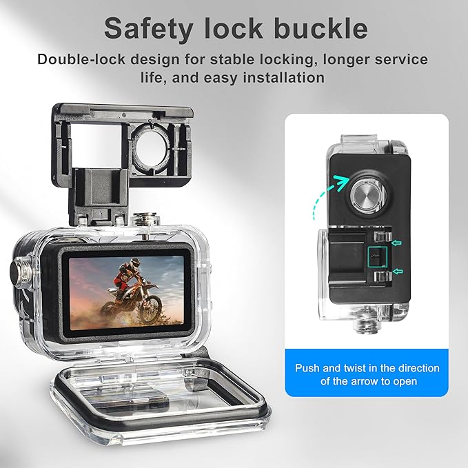 FitStill 164FT/50M Waterproof Case&3 Filters&Floating Hand Grip Stick Set Compatible for DJI Osmo Action 5 Pro Action 4 Action 3,Snorkeling Surfing,Wakeboarding Protective Cover Shell Accessories Kit