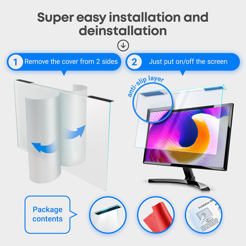 VINTEZ Blue Light Screen Protector for 23 Inch Computer Monitor and Laptop – Anti-UV Blue Light Blocking Film for Desktop PC, Eye Protection Filter, 20.6" x 12", 1 Pack