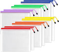 SUNEE Plastic Mesh Zipper Pouch 9x13 in (6 Colors, 12 Packs),Extra Large Water-Resistant Zip Bag for School Office Supplies, Puzzles & Games Organizing Storage