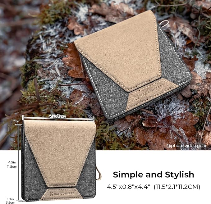 K&F CONCEPT Lens Filter Case 1 Pocket, Leather Carrying Filters Bag Pouch for Square ND CPL etc Filters up to 100x100mm, Designed NANO-X Series Square Bracket 100mm