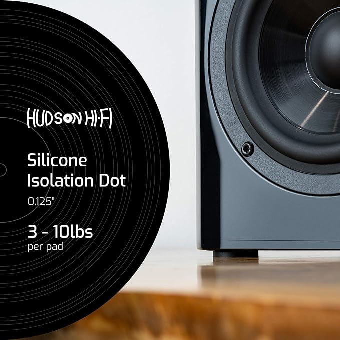 Hudson Hi-Fi 1" Platinum Silicone Isolation Dot, Non-Skid Isolation Feet - No Adhesive - 20 Duro - 16 Pack