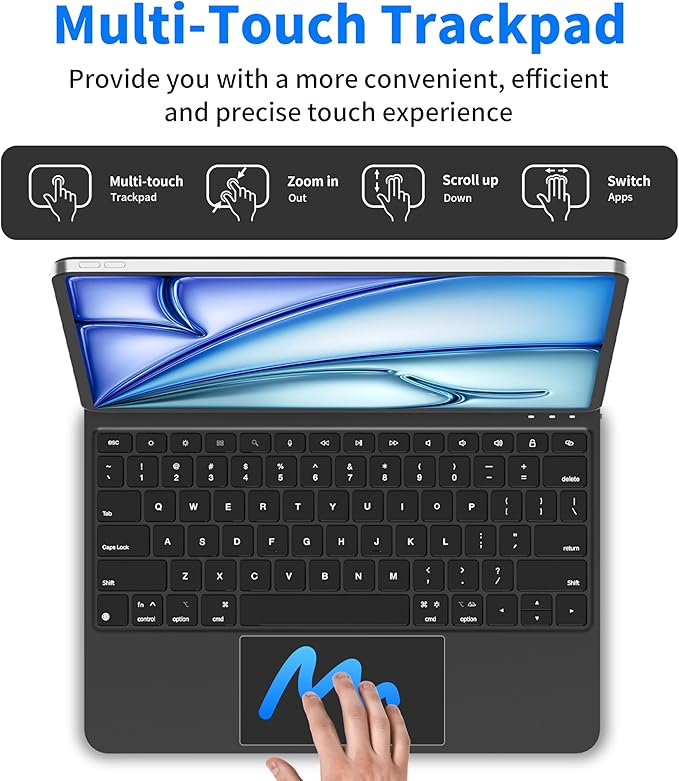 Keyboard Case for iPad Air 13 Inch (M3 2025/M2 2024),iPad Pro 12.9 inch (3/4/5/6th Gen)–Magic-Style Magnetic Keyboard Case with 7 Color Backlight,Multi-Touch Trackpad,Floating Cantilever Stand