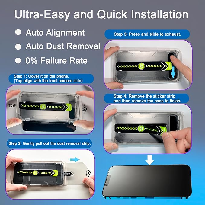 2 Pack Matte Privacy Screen Protector for iPhone 13/13 Pro/14 6.1", [Auto-Dust Removal and Auto-Alignment] Anti-Spy Anti-Glare Anti-Fingerprint Tempered Glass Film, Smooth & Sensitive Touch