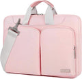 Lacdo 360° Protective Laptop Shoulder Bag, 14 inch Computer Bag for 14 inch New MacBook Pro M4/M3/M2/M1 Chips Pro Max A3112 A3401 A3185 A2918 A2992 A2779 A2442 2024-2021 Computer Messenger Bag, Pink