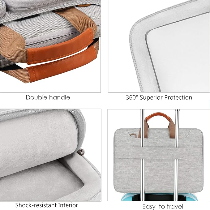 Lacdo 360° Protective Laptop Shoulder Bag, 16 inch Laptop Bag for 16 inch New MacBook Pro M4/M3/M2 /M1 Pro Max A3403 A3186 A2991 A2780 A2485 2024-2019, 15" Surface Laptop 7th Copilot+PC Computer, Gray