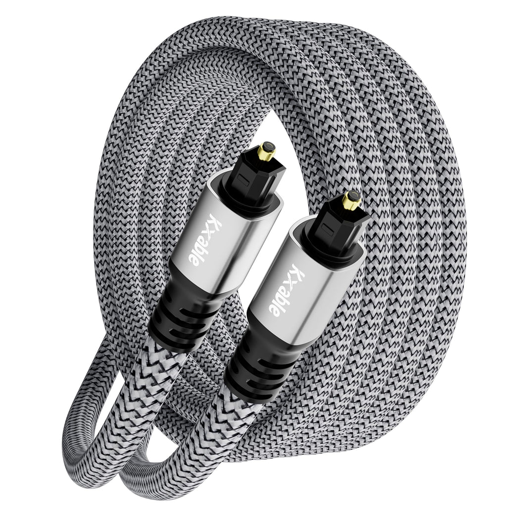 Optical Audio Cable 50 FT, Digital Audio Cable, Toslink Fiber Optic Cord, [Nylon Braided, Slim Aluminum Shell, Gold Plated Connector], for Home Theater, Sound Bar, PS4, Xbox, TV and More