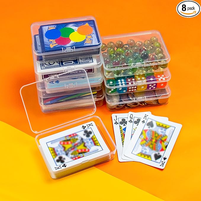 8 Pcs Playing Card Case, Small Clear Box, Plastic Deck Box, Card Deck Holder, Game Card Storage Organizer (8 pcs Standard) (No Cards)