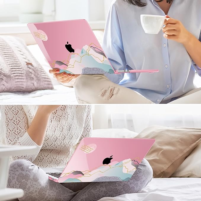 May Chen for MacBook Air 13.6 inch Case A3240 M4 A3113 M3 A2681 M2 with Retina Dispaly, 2025 2024 2023 2022 Release, Plastic Hard Shell Case with Screen Protector & Keyboard Cover, Flower Marble