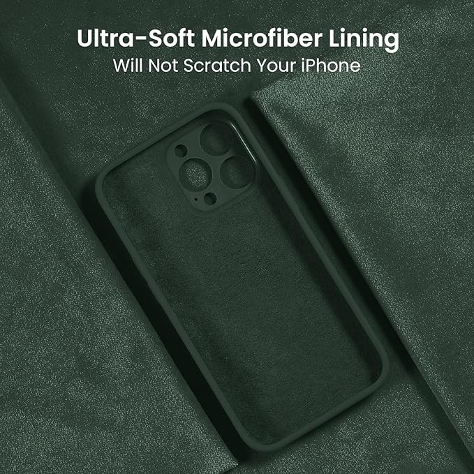 FireNova Designed for iPhone 15 Pro Case, Silicone Upgraded [Camera Protection] Phone Case with [2 Screen Protectors], Soft Anti-Scratch Microfiber Lining Inside, 6.1 inch, Alpine Green