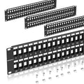 48 Port Blank Keystone Patch Panel with Snap-in Design (4 Pack), Cat6 Network Patch Panel 2U 19 inch, Rack Mount Ethernet Patch Panel (for Slim Keystone Only)