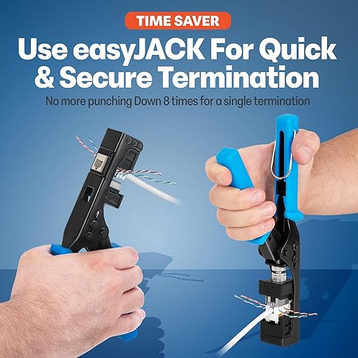 Everest 90° Angled RJ45 Cat6 Keystone Jacks 10-Pack in Light Almond - Slim Profile Female RJ45 Connectors - Cat 6 Keystone Jack - Compatible with 90° Angled Speed Termination Tool - easyJACK
