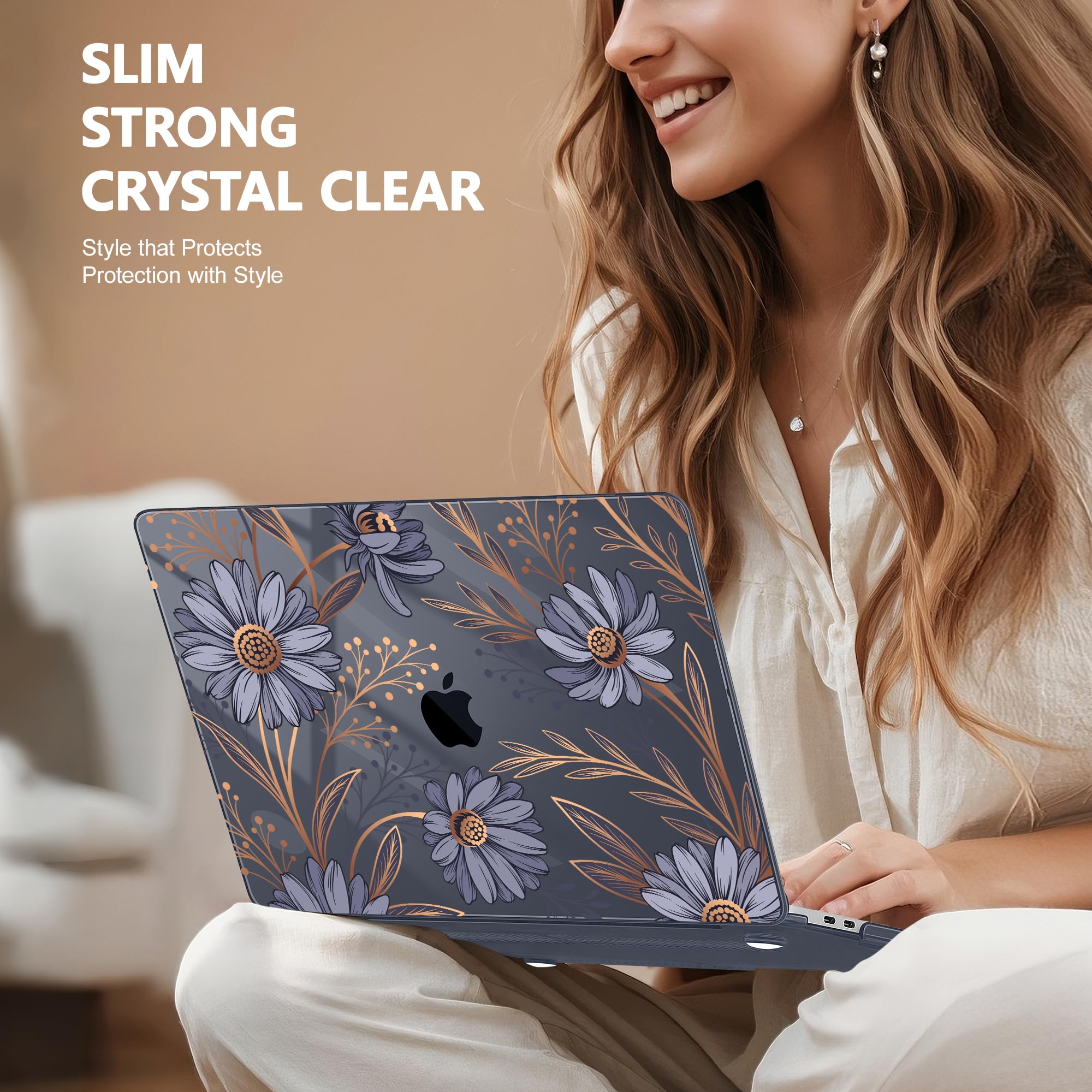 Lepeoac for MacBook Pro 16 inch Case 2019 2020 Release Model A2141, Plastic Hard Shell Cover with Keyboard Cover & Screen Protector for MacBook Pro 16 inch with Touch Bar & Touch ID - Blooming Plants