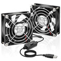 80mm x 25mm USB Fan 2 Packs 5V Small Computer Case Fan with Speed Control for CPU Xbox PlayStation Router Entertainment Cabinet 3D Printer