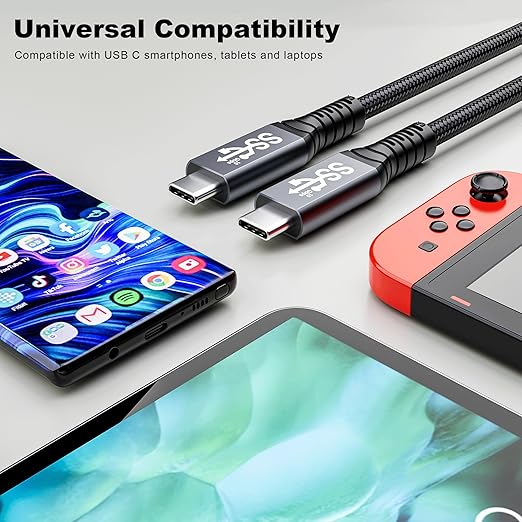 usbc to USB c 3.1,USB-c 10gbps Data Transfer Video 4K Monitor Cable 100W High Speed Data Transfer Fast Charging Cord Compatible with Monitor 3.3FT(1m)