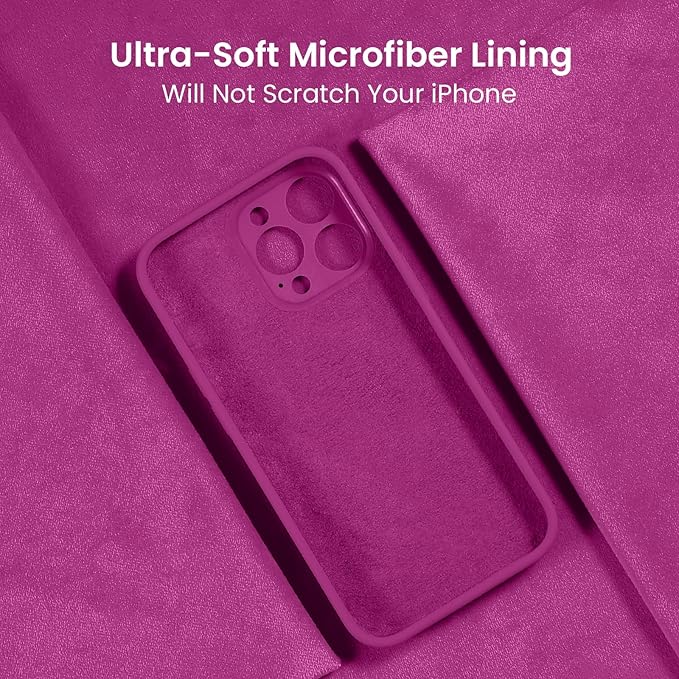 FireNova Designed for iPhone 15 Pro Case, Silicone Upgraded [Camera Protection] Phone Case with [2 Screen Protectors], Soft Anti-Scratch Microfiber Lining Inside, 6.1 inch, Shocking Pink