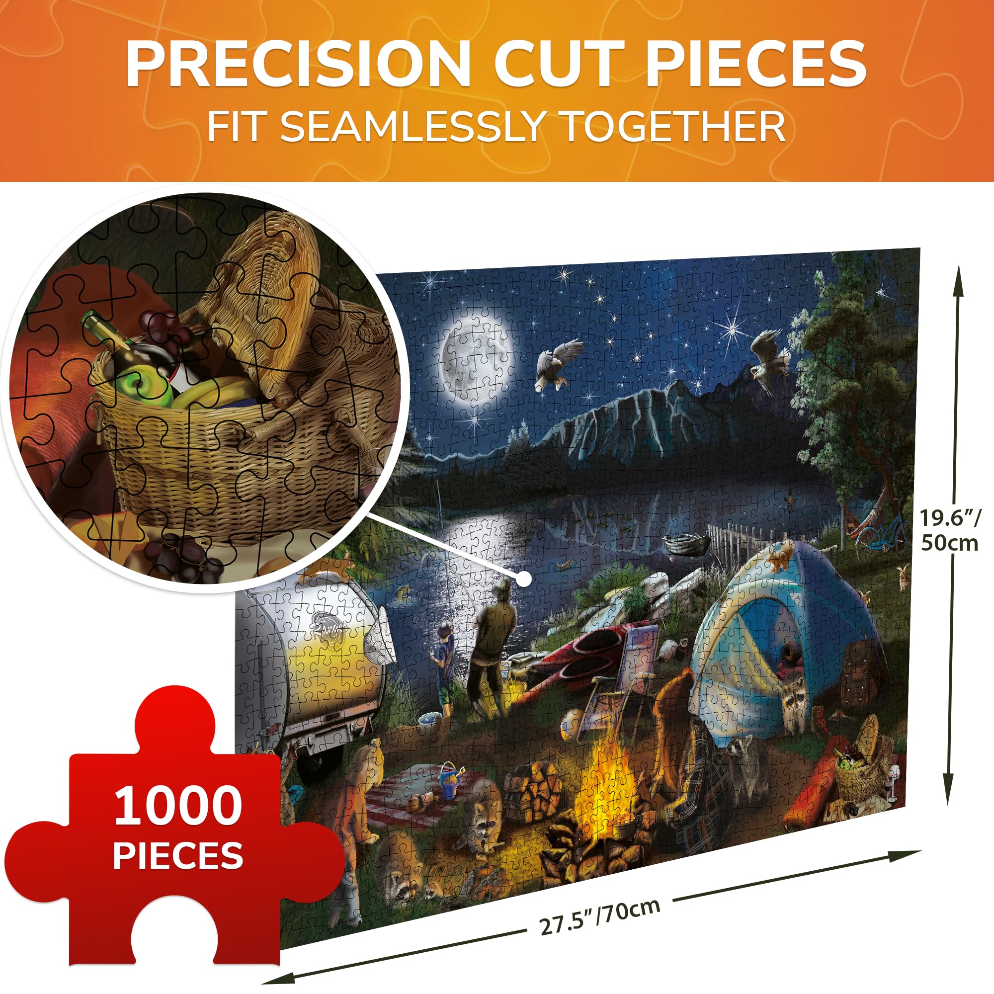 QUOKKA Jigsaw Puzzles 1000 Pieces for Adults - Campfire Activity for Men and Women - Colourful Game Toy for Family