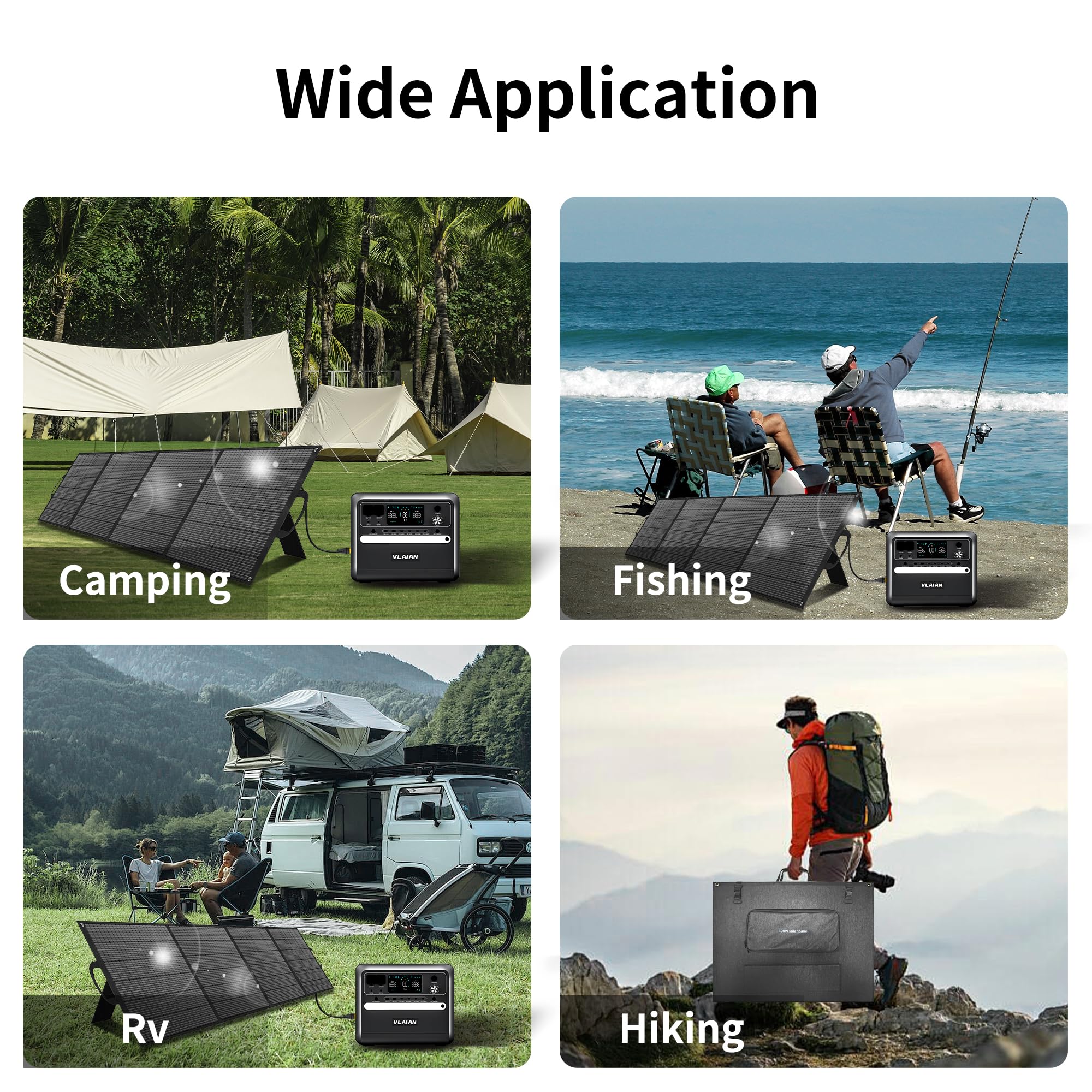 VLAIAN 400W Portable Solar Panel for Power Station Generator,400 Watt Foldable Solar Panel Charger with MC4 Output,3-in-1 DC Connector,23.5% High Efficiency for Outdoor Camping RV Travel (400W)
