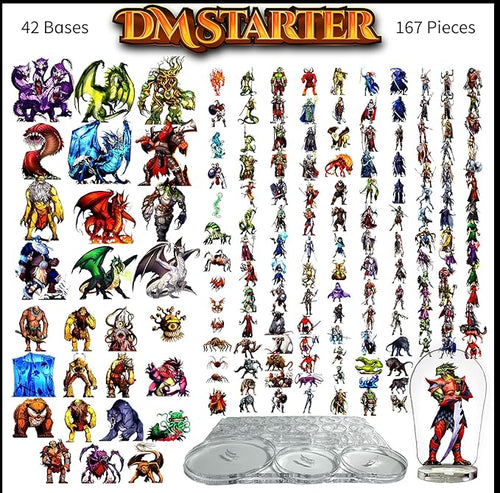 Arcknight Flat Plastic Miniatures: DM Starter Set; 162 Unique Classic and Iconic Minis for DND 5e and Pathfinder; Affordable, Skinny Figurines for Dungeons and Dragons and Other Tabletop RPG Games