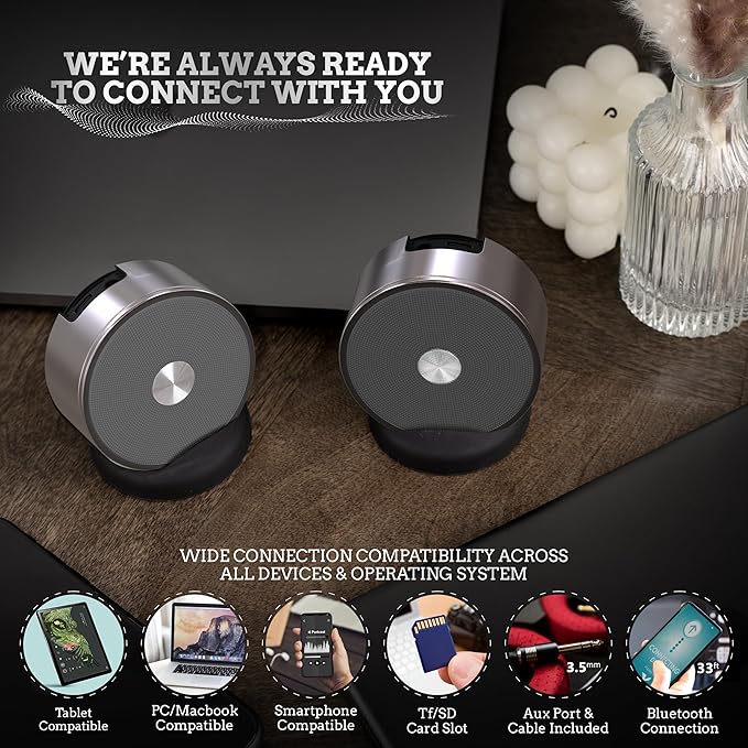 Stereo Bluetooth Speakers - Wireless Computer Speaker for Desktop Laptop PC for Boys & Girls Sister Brother Mom & Dad - Bluetooth Stereo Speakers Home Theater Gaming Rose Gold