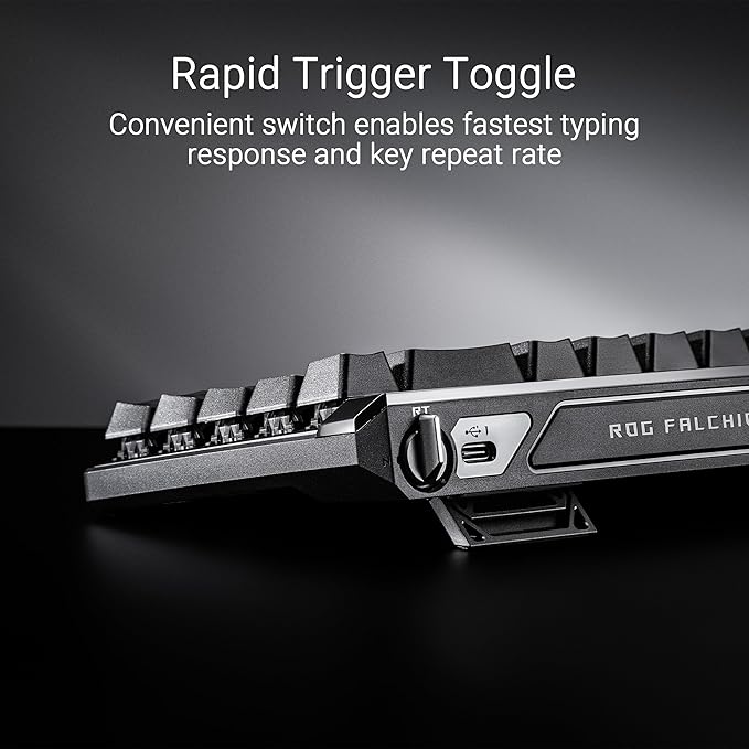 ROG Falchion Ace HFX 65% Hall Effect Gaming Keyboard – HE Magnetic Switches, Rapid Trigger, 8000 Hz Polling, Three-Layer Dampening Foam, Touch Panel, Protective Cover