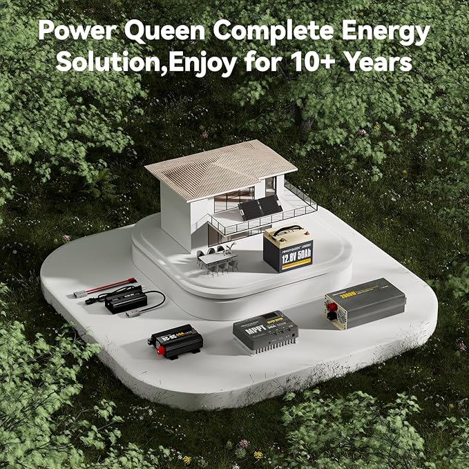 Power Queen 12.8V 50Ah LiFePO4 Battery Upgrade, Grade A Lithium Battery Cells with 50A BMS, Up to 15000 Cycles, Portable & Lightweight for Trolling Motor,Fish Finder Boat,RV,Solar