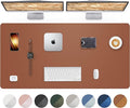 Large Leather Desk Mat - 48"x24" Office Desk Protector, Non-Slip PU Leather Mouse Pad, Waterproof Writing Pad for Office and Home (Brown)