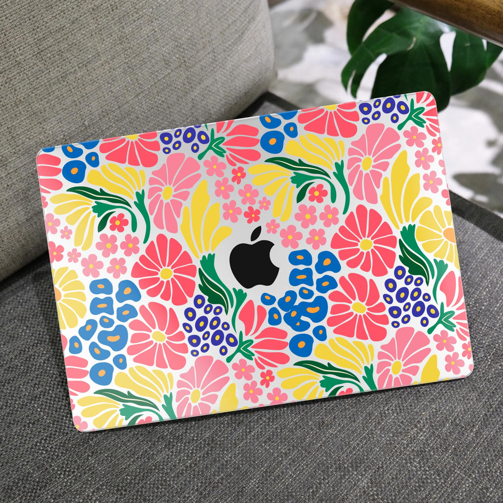 MEEgoodo for MacBook Air 13 inch Case 2021 2020 2019 2018 Released A2337 M1 A2179 A1932 with Touch ID, Plastic Hard Shell & Keyboard Cover Compatible with MacBook Air Case 13.3, Groovy Flower