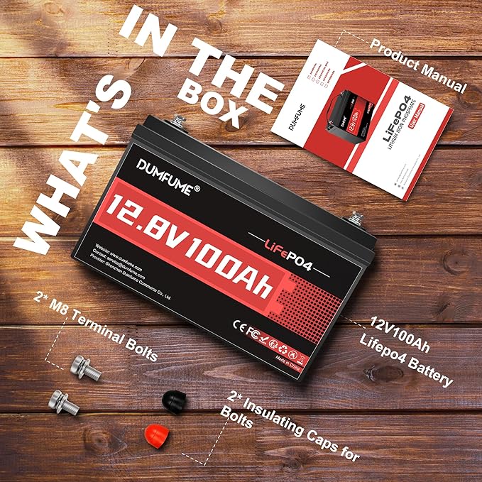 12V 100Ah LiFePO4 Lithium Battery Built-in 100A BMS, Group 31 Rechargeable Battery 6000+ Cycles 1280Wh Perfect for RVs MotorHomes, Camper, Marine, Solar System, Boats, and Off-Grid
