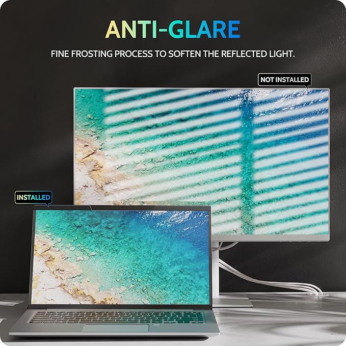Magnetic Laptop Privacy Screen 14 inch for 16:9 Computer Monitor, 14" Removable Anti Glare Protector Blue Light Filter Shield Compatible with Lenovo Hp Dell Acer Asus Thinkpad Envy Xps